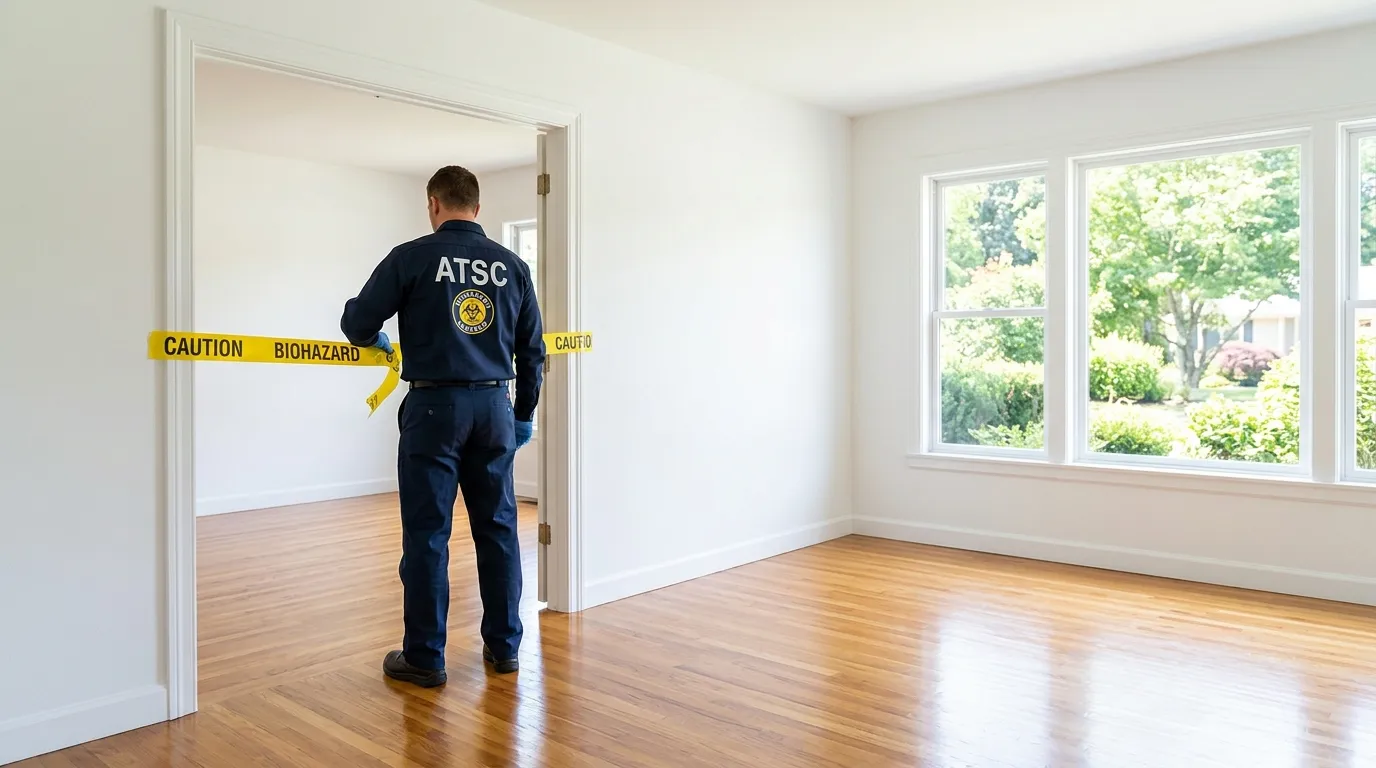 Certified biohazard cleanup crew performing Trauma Scene Cleanup in Roslindale